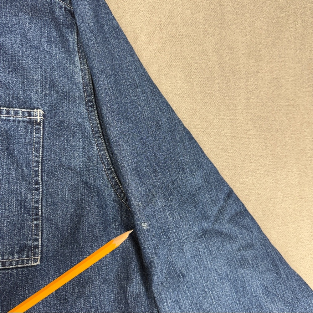 Y2K Polo Jeans Co Ralph Lauren Shacket Jacket Mens L Shirt Denim Pockets Chore - Picture 4 of 15